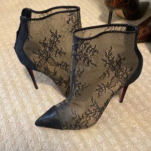Black Christian Loubiton Lace booties